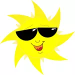 Soare zâmbind cu ochelari de soare de desen vector