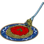 Vektor seni klip spaghetti dan melayani saus