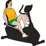 Vektör grafikleri yaslanmış egzersiz bisiklet üzerinde egzersiz kadın