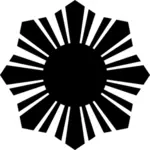 Svarta solen symbol svart siluett vektorgrafik