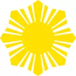 菲律宾国旗的黄色太阳符号轮廓矢量图像