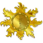 Golden Sun and Moon vector clip art
