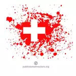 İsviçre bayrağı mürekkep splatter grafik