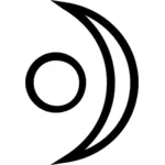 Vector graphics of moon and dot ancient sacred symbol