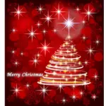 Merry Christmas in red and silver color vector drawing