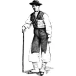 Vector graphics of man from Tenerife in 19th century clothes