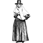 Tenerife 19th century merchant lady vector illustration