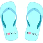 Векторные картинки флип-флоп с «Я тебя люблю» знак
