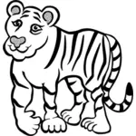 Drawing of friendly tiger in black and white