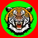 Tiger grönt på rött klistermärke vektor illustration