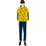 Vector illustration of trendy guy in t- shirt with pig pattern