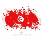 Tunisian flag with ink spatter