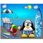 小企鹅在海滩矢量剪贴画
