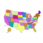 Grafika wektorowa mapa państw amerykańskich