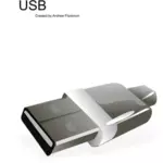 グレースケールの USB のプラグのベクトル画像