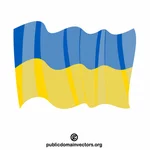 ウクライナ国旗を振る
