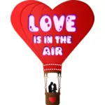 Vektör çizim aşk yazı ile Sevgililer günü balon havada var