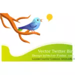 Bird tweeting on a branch in nature vector graphics