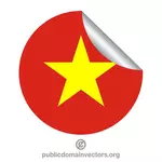 Bandera vietnamita dentro pegatina redonda