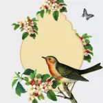 Pieni lintu omenankukkapuun vektorikuvassa