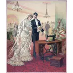 Vintage bride and groom illustration