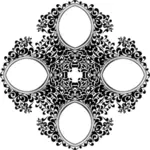 काले और सफेद वेक्टर चित्रण में चार पुष्प फ्रेम्स