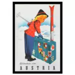 Zima w Austrii vintage Podróże plakat