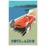 Vintage reizen poster Cote D'Azur vectorillustratie