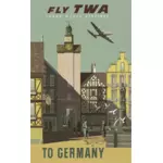 TWA deutschen Jahrgang Reisen Poster Vektorgrafik zu fliegen