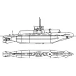 Desenho de submarino vintage
