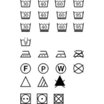 Illustrazione vettoriale di set di simboli per la cura dei tessili