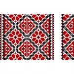 Украинская вышивка в черный и красный векторные картинки