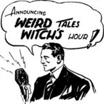 Weird tales cadının saat duyuru vektör çizim