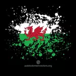 Bandeira do país de Gales em respingos de tinta