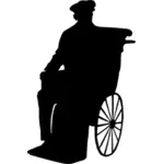Silhouette vector image of man in wheelchair