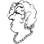 Vector clip art of middle aged woman with big pearls