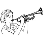 Nainen soittaa trumpettia