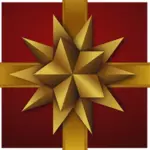 Jul presentförpackning med dekorativa gyllene stjärnor vektorritning