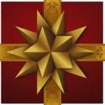 Caja de regalo de Navidad con imagen vectorial estrellas oro decorativa doble