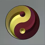 Vector afbeelding van ying yang ondertekenen in geleidelijke goud en rode kleur