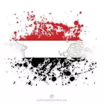 国旗的也门墨水飞溅