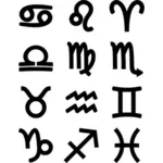 Bold zodiac symbols