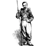 矢量绘图的男人站在法国的轻步兵服装