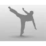 Vector drawing of karate man with leg up