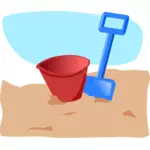 Vector graphics of children's spade and bucket
