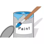 Lata de tinta azul e escova vector a ilustração