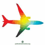 Passenger airplane silhouette color art