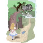 Alice ja Cheshiren kissavektorikuva
