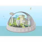 Vektor-Illustration der futuristischen Stadt Skyline in Farbe