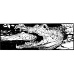 Vector clip art of black and white alligator head